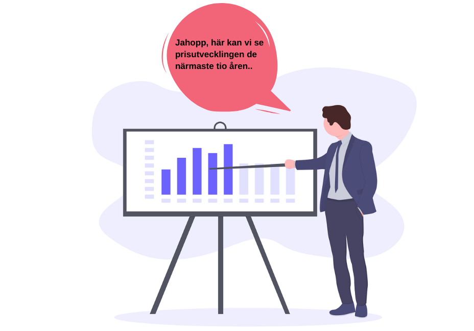 En man undersöker prisutvecklingen på bostadsmarknaden