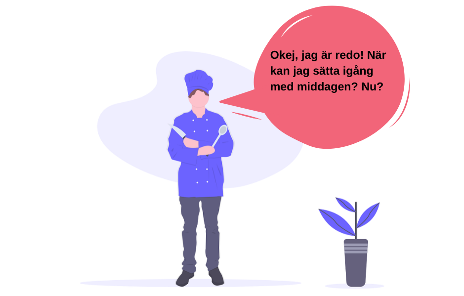 En kock väntar på att köksrenoveringen ska bli klar.